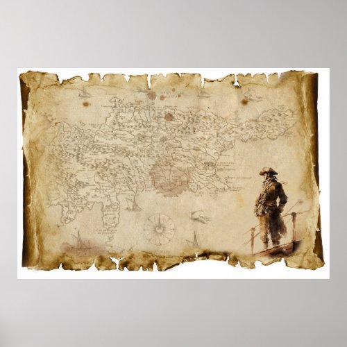 Old pirate map poster