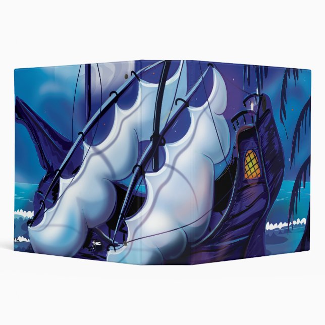 Old Pirate Sailship Docked 3 Ring Binder (Background)