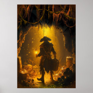 Old Pirates of the Caribbean Captain In His Den Poster