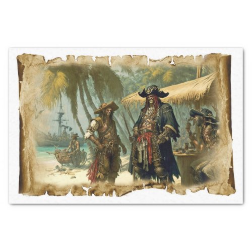 Old Pirates of the Caribbean Palm Tree Decoupage  Tissue Paper