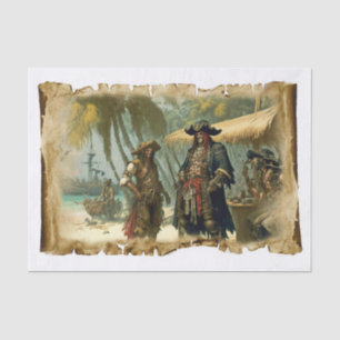 Old Pirates of the Caribbean Palm Tree Decoupage Tissue Paper