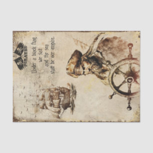 Old Pirates of the Caribbean Ship Captain Flag  Tissue Paper