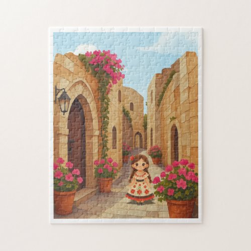 Old place and a little girl jigsaw puzzle