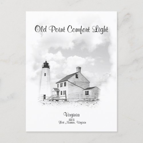 OLD POINT COMFORT LIGHT _ VIRGINIA _ POSTCARD