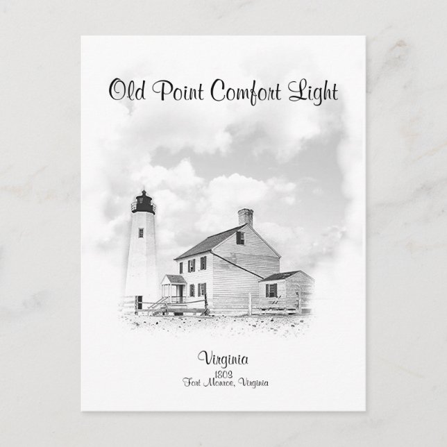 OLD POINT COMFORT LIGHT - VIRGINIA - POSTCARD (Front)