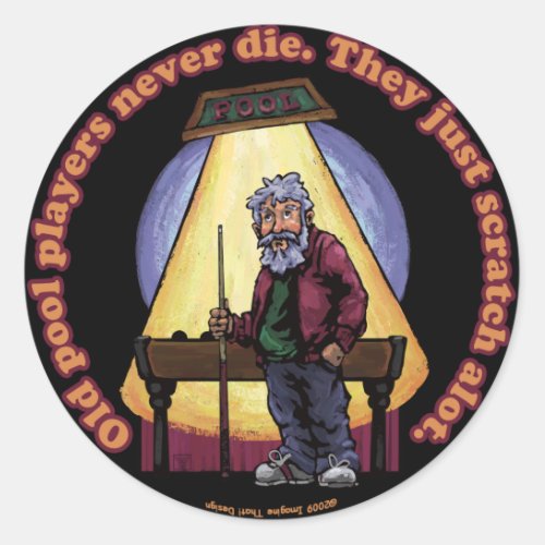 Old Pool players Classic Round Sticker
