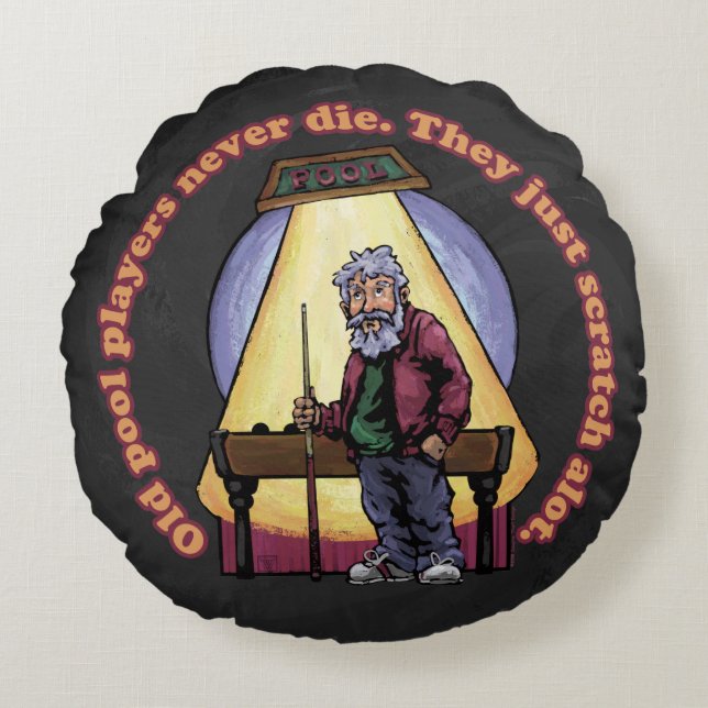 Old Pool Players Round Pillow (Front)