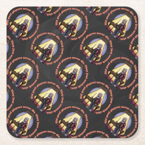 Old Pool players Square Paper Coaster