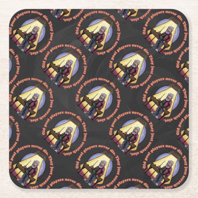 Old Pool players Square Paper Coaster (Front)