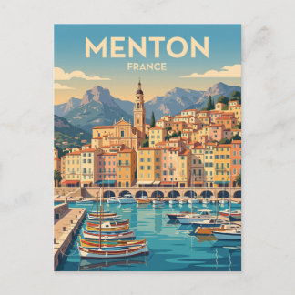 Old Port of Menton France Postcard