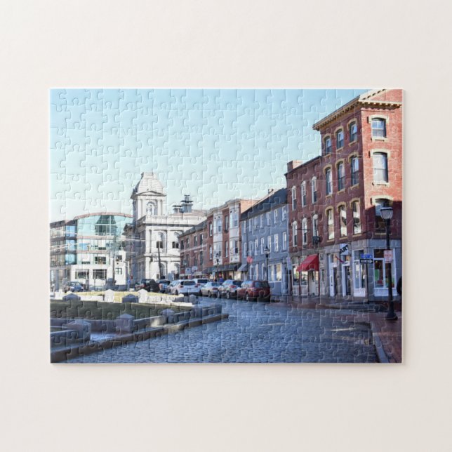 Old Port Portland ME Maine Cobblestone Street Jigsaw Puzzle (Horizontal)
