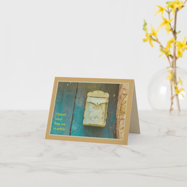 Old Postal Box "Haven't Heard From You For Awhile" Card (Yellow Flower)