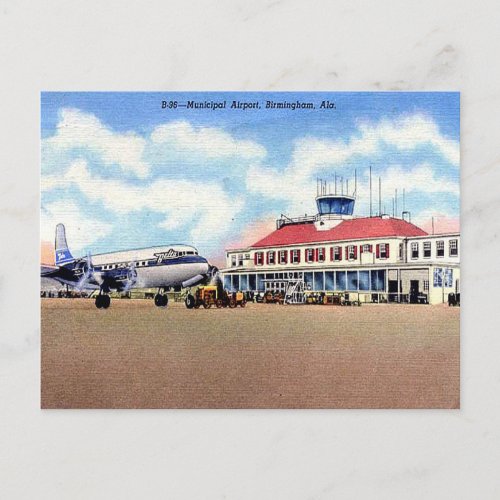 Old Postcard _ Airport Birmingham Alabama
