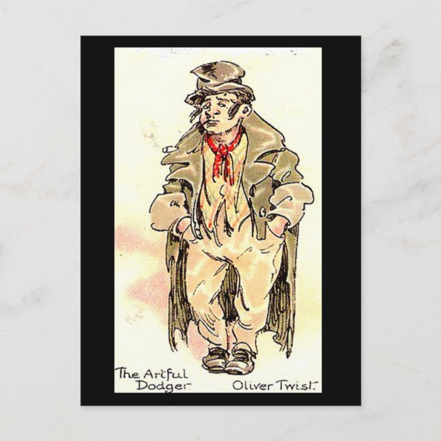 Old Postcard - Artful Dodger from "Oliver Twist" (Front)