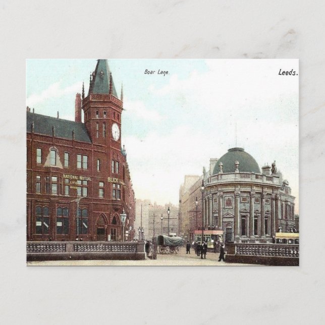 Old Postcard - Boar Lane, Leeds, Yorkshire (Front)