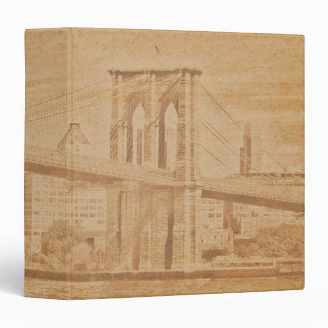 Old Postcard Brooklyn Bridge 1.5" Photo Album 3 Ring Binder (Front/Spine)