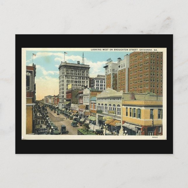 Old Postcard, Broughton St, Savannah, Georgia Postcard (Front)