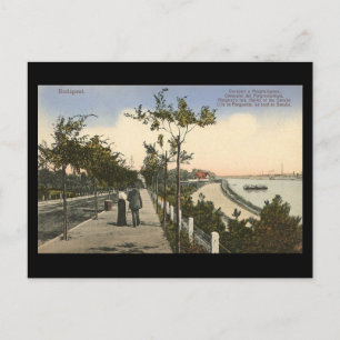 Old Postcard - Budapest, Banks of the Danube, 1916