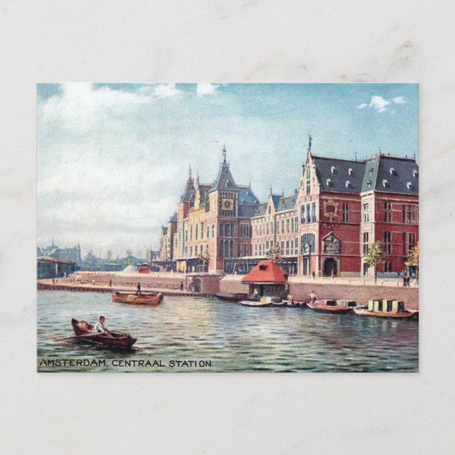 Old Postcard - Centraal Station, Amsterdam (Front)