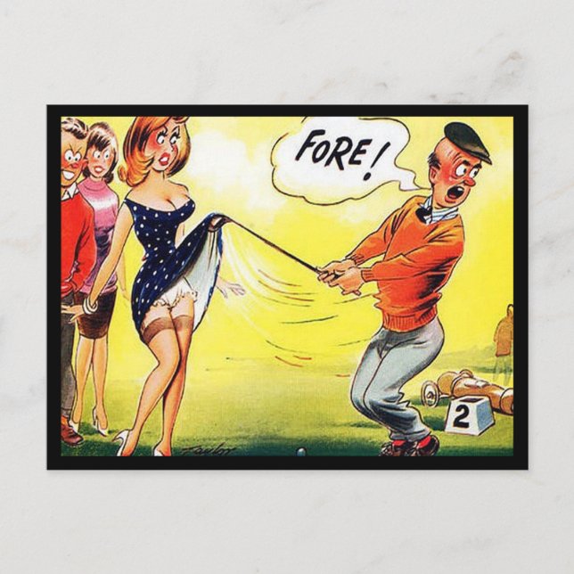 Old Postcard - Comic Golf - "Fore !" (Front)