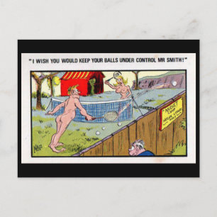 Old Postcard - Comic - Tennis
