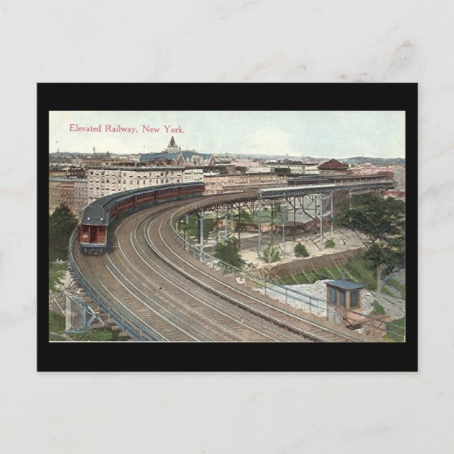 Old Postcard, Elevated Railway, New York City Postcard (Front)