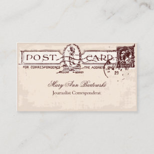 Old Postcard Ephemera Travel Agent / Blogger Business Card