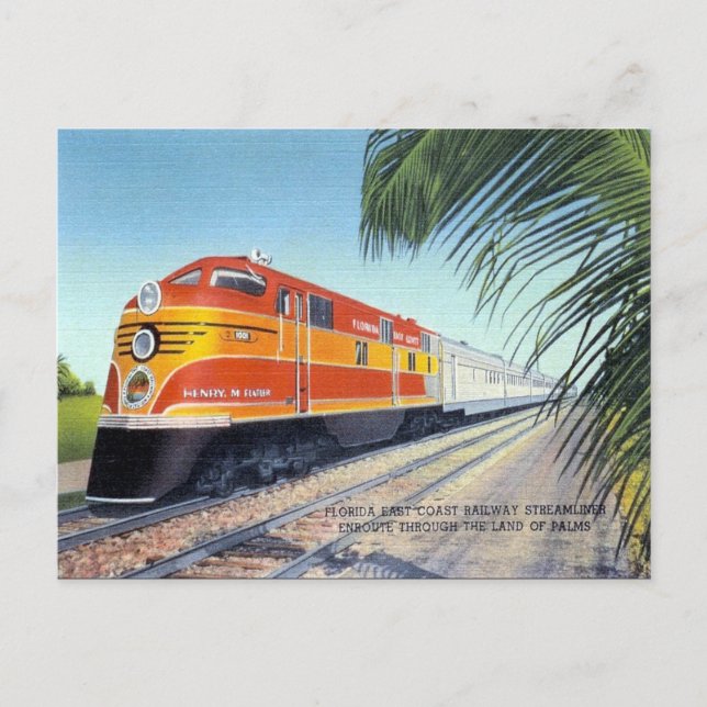 Old Postcard - Florida E Coast Railway Streamliner (Front)