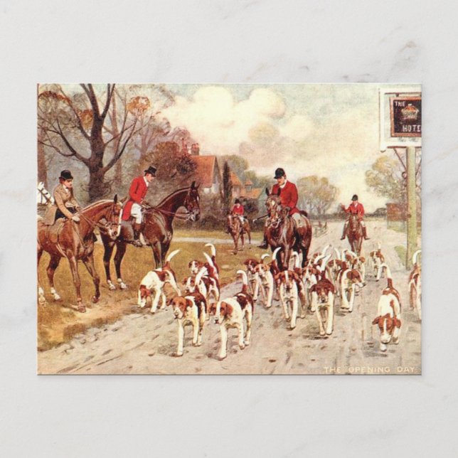 Old Postcard - Fox Hunting (Front)