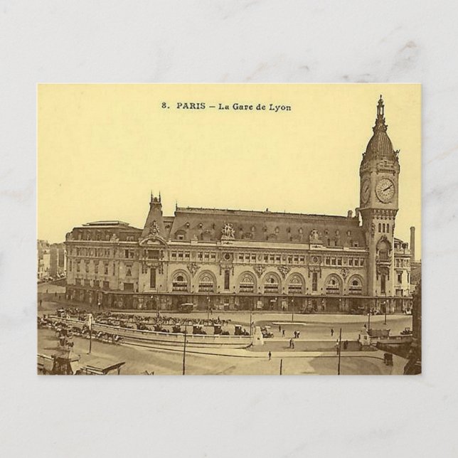 Old Postcard - Gare de Lyon, Paris (Front)