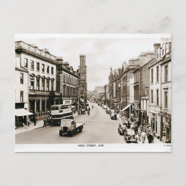 Old Postcard - High St, Ayr, Scotland (Front)