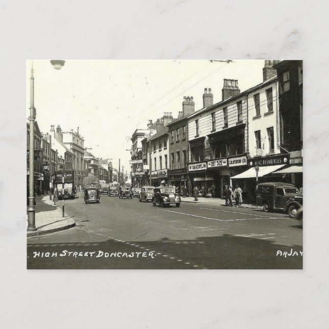 Old Postcard - High Street, Doncaster, Yorkshire (Front)