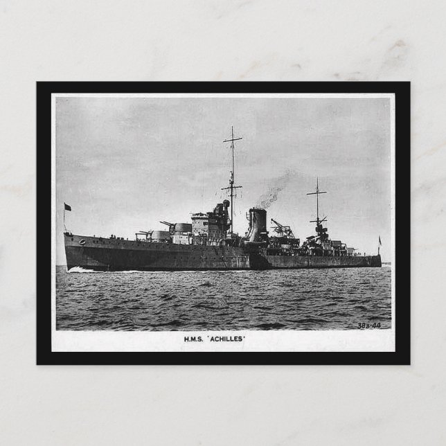 Old Postcard - HMS (later HMNZS) Achilles (Front)
