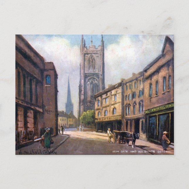 Old Postcard - Iron gate, Derby (Front)