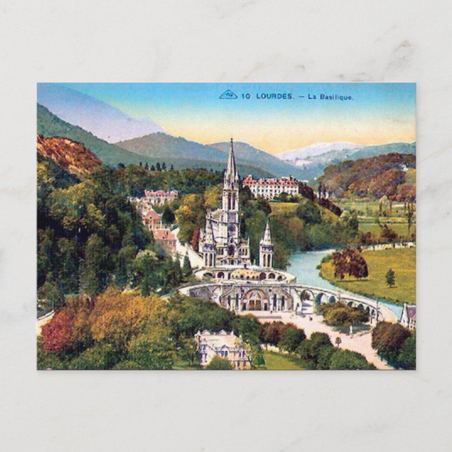 Old Postcard - Lourdes, La Basilique (Front)