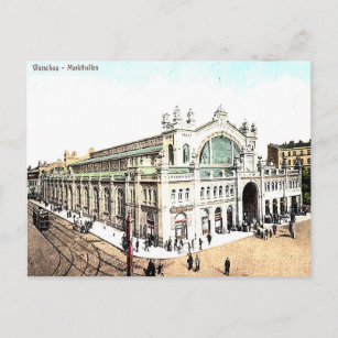 Old Postcard - Market Halls, Warsaw, Poland