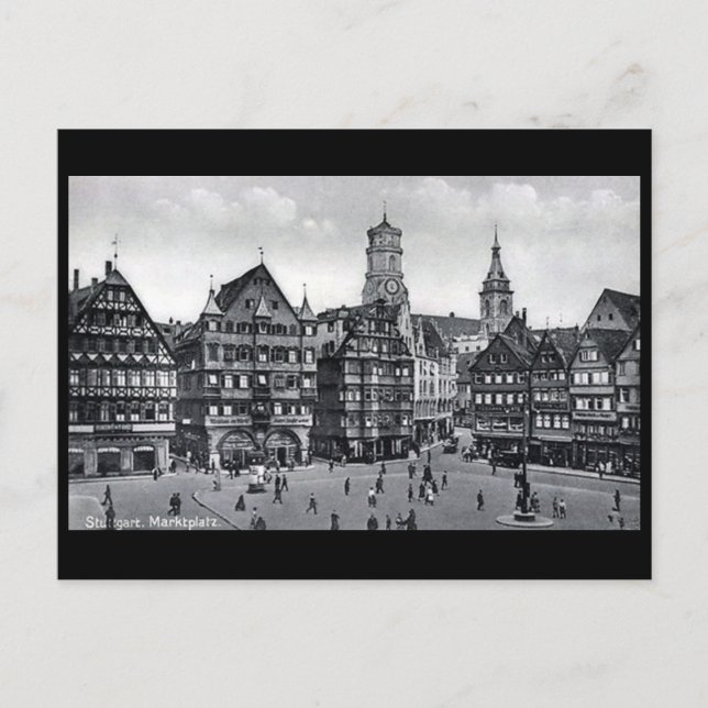 Old Postcard - Marktplatz, Stuttgart (Front)