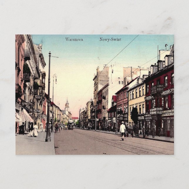 Old Postcard - Nowy Swiat, Warsaw, Poland (Front)