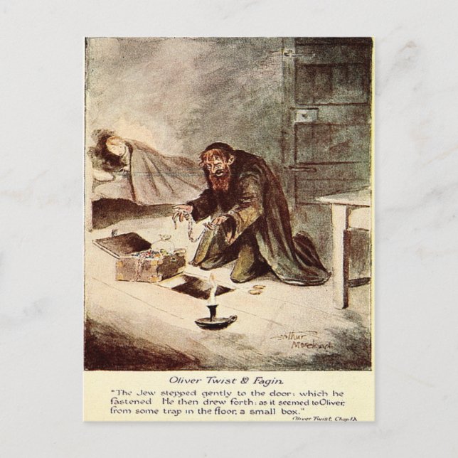 Old Postcard - Oliver Twist and Fagin (Front)