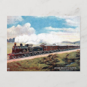Old Postcard - Ostend - Brussels Express Train