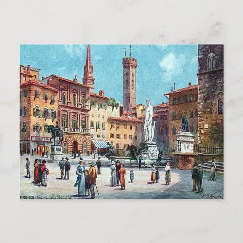 Old Postcard _ Piazza della Signoria Firenze