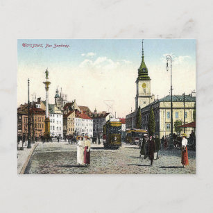Old Postcard - Plac Zamkowy, Warsaw, Poland
