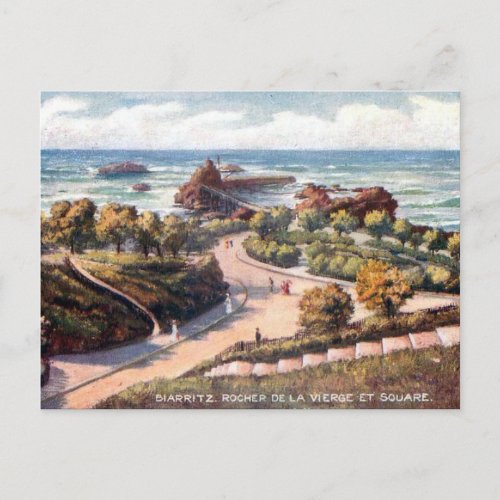 Old Postcard _ Rocher de la Vierge Biarritz