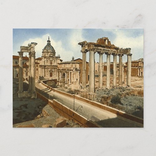 Old Postcard Rome the Forum and Temple of Saturn Postcard