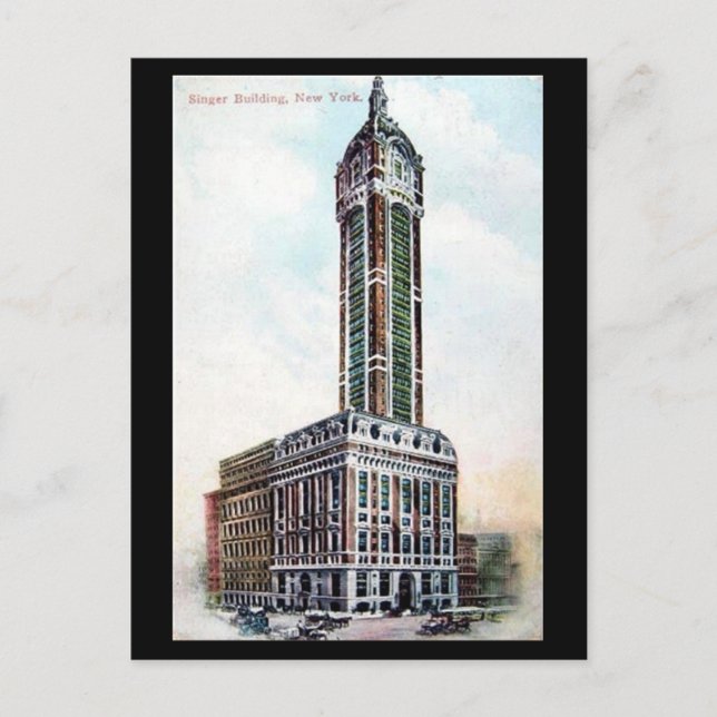 Old Postcard - Singer Building, NYC, 1911 (Front)