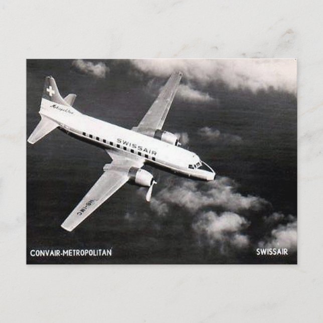 Old Postcard - Swissair Convair "Metropolitan" (Front)
