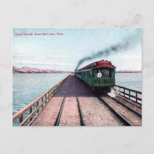 Old Postcard _ Train Great Salt Lake Utah