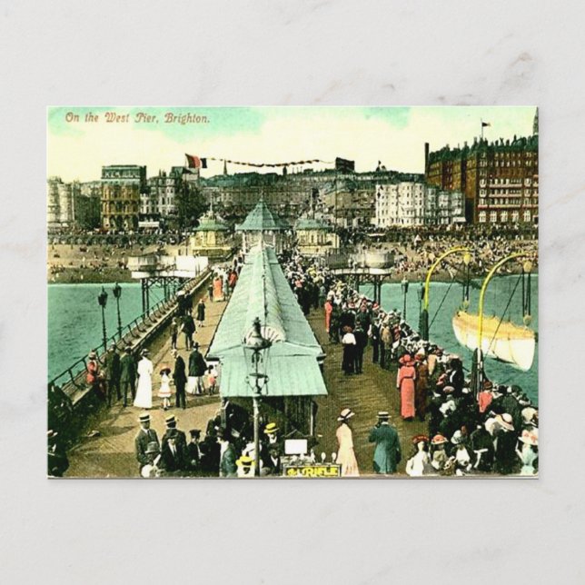 Old Postcard - West Pier, Brighton, Sussex (Front)