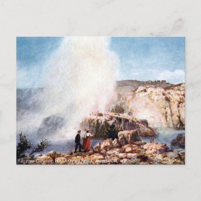 Old Postcard - Whakarewarewa, Rotorua, New Zealand (Front)