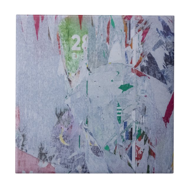 Old posters winter look white green grey red 28 ceramic tile (Front)